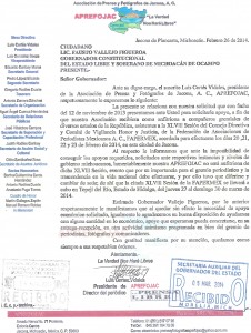 Cancelación de la XLVlll Sesión de la FAPERMEX en Jacona, en febrero de 2014