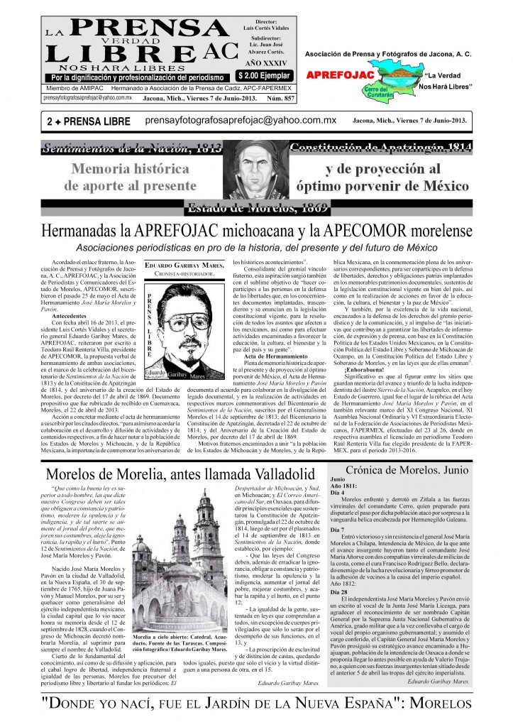 PrensaLibre No.857 7Junio2013 Pagina2 APREFOJAC