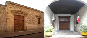 Casa Natal de Morelos, vistas exterior e interior del lugar donde nació Morelos, tras la puerta, a un lado de la hoja derecha, en la fotografía.